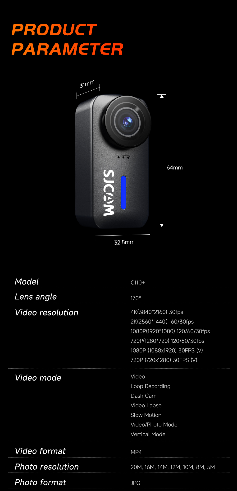 SJcam C110 4K 30FPS Action Camera-Vistaroot