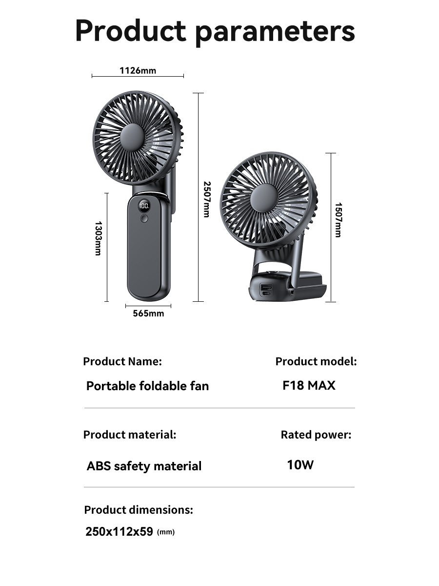 F18MAX Portable Handheld Fan – 6000mAh Battery-Vistaroot