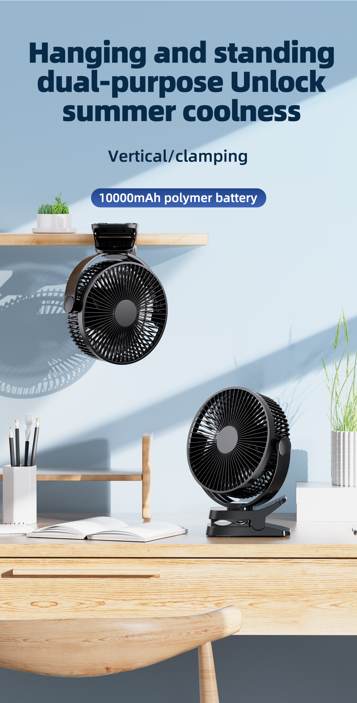 Wall Hanging & Clip Desk Fan-Vistaroot