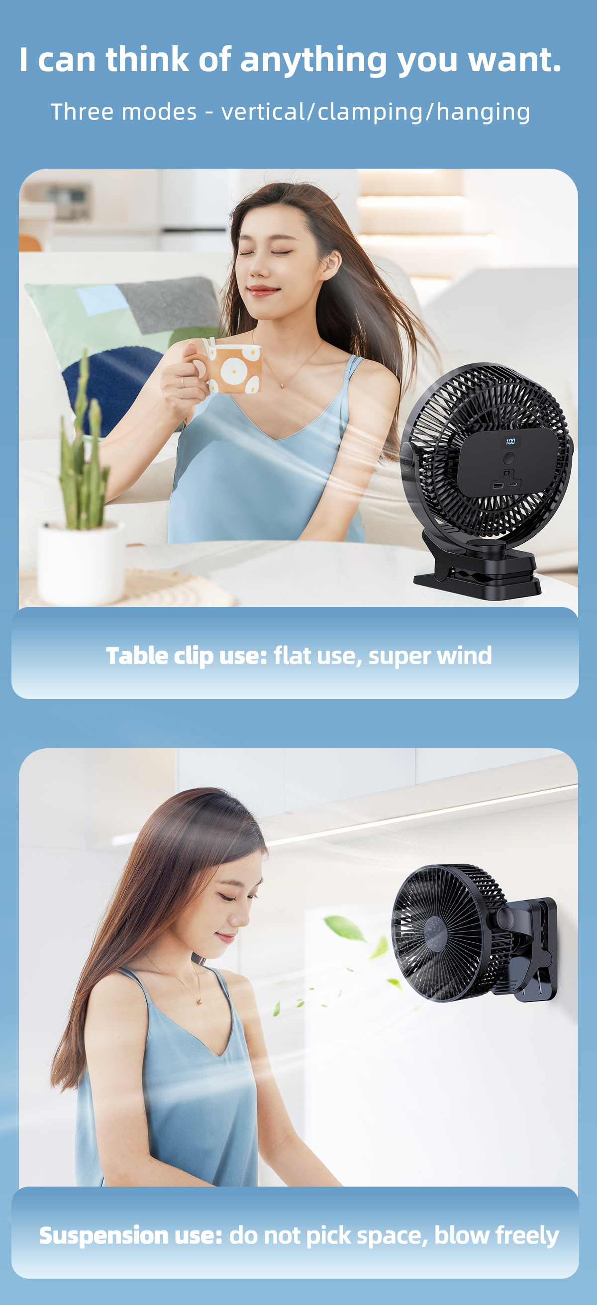 Wall Hanging & Clip Desk Fan-Vistaroot