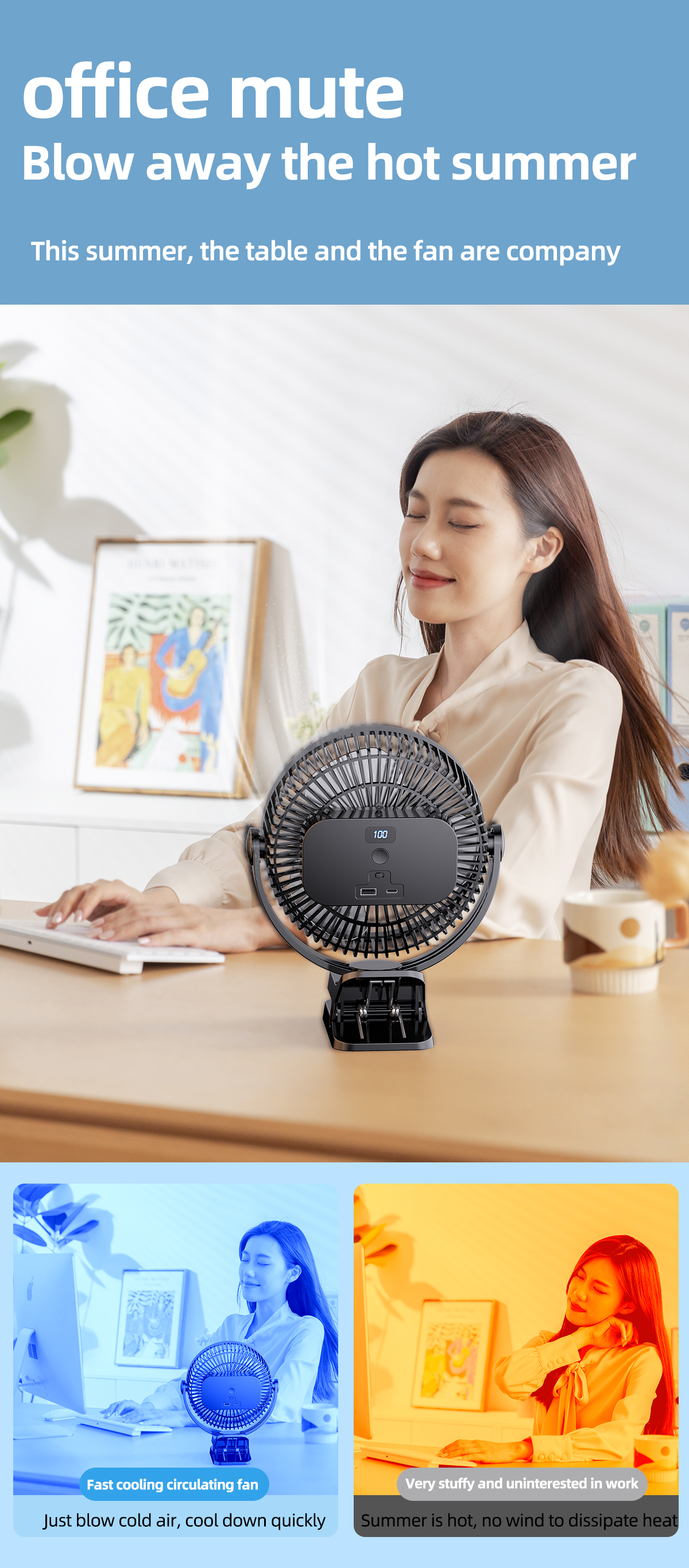 Wall Hanging & Clip Desk Fan-Vistaroot