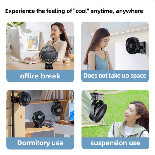 White multi - functional clip fan, 3 - in - 1 wall hanging and clip fan, 10000mAh battery, silent operation White multi functional clip fan, 3 in 1 wall hanging and clip fan, 10000mah battery, silent operation