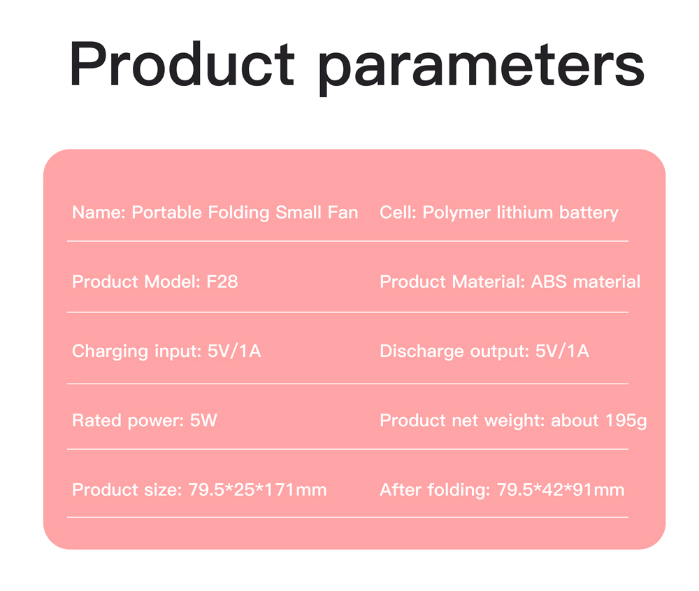 F28 2500mAh Foldable Mini Fan-Vistaroot