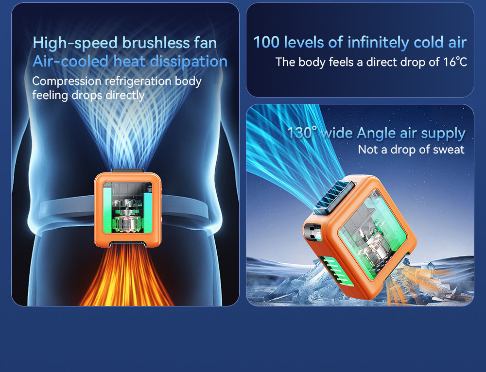 G2 Outdoor Waist Hanging Rechargeable Fan with Flashlight (5000mAh)-Vistaroot