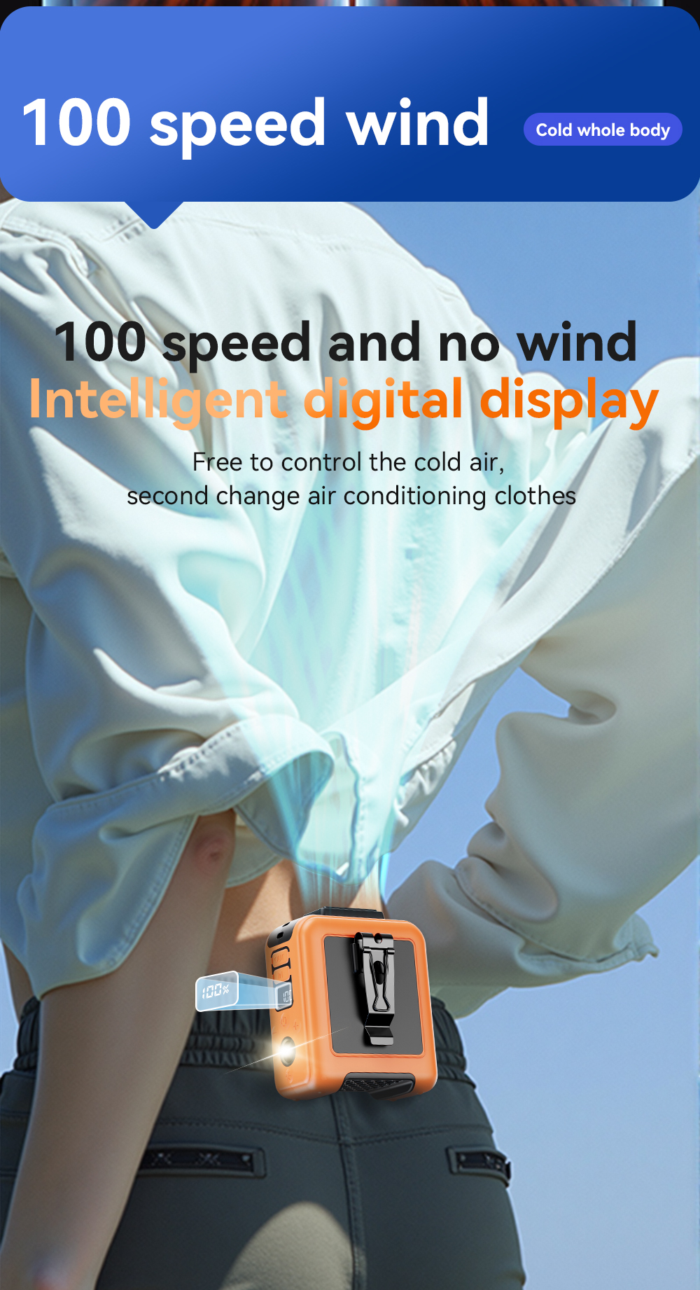 G2 Outdoor Waist Hanging Rechargeable Fan with Flashlight (5000mAh)-Vistaroot