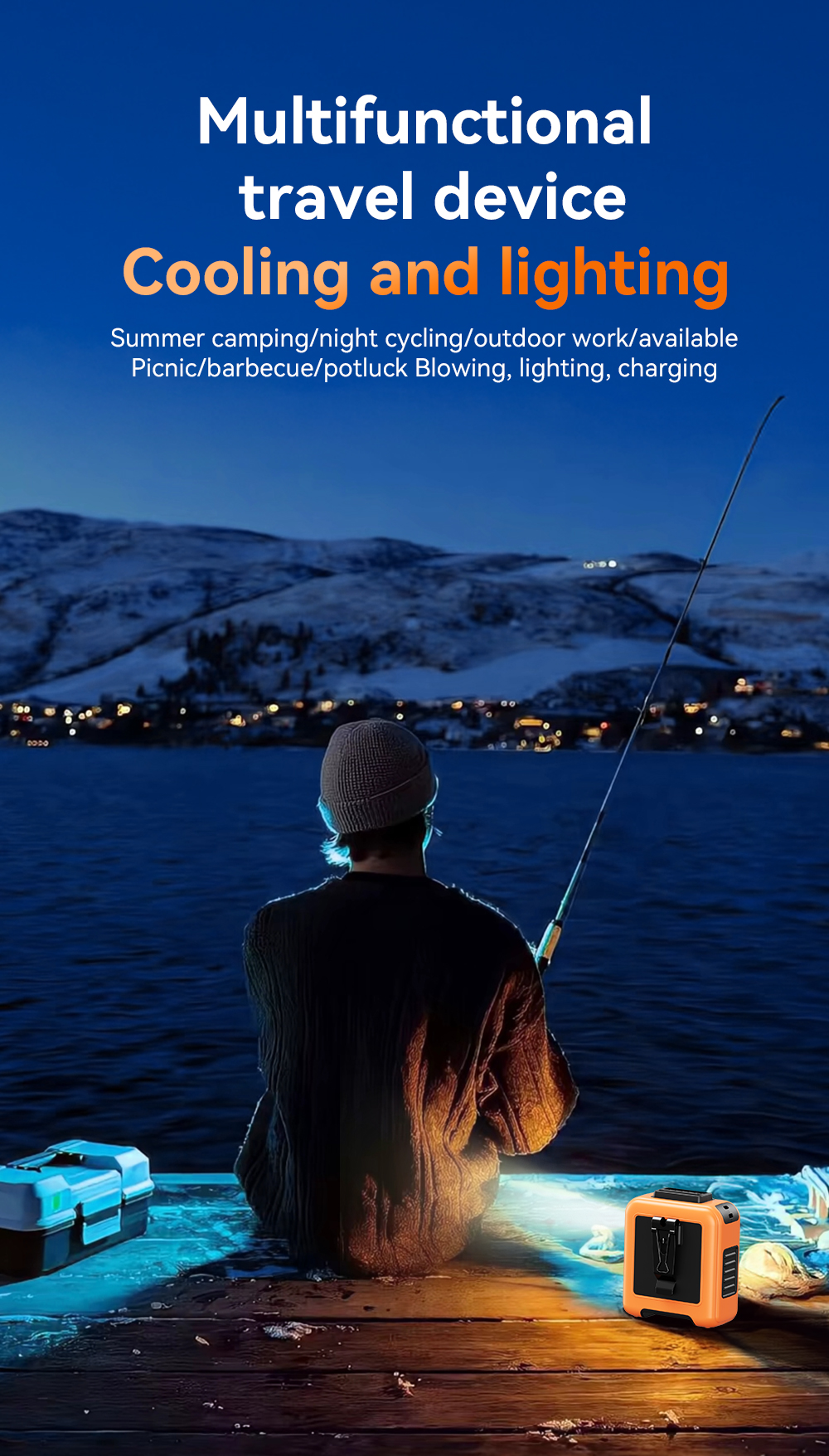 G2 Outdoor Waist Hanging Rechargeable Fan with Flashlight (5000mAh)-Vistaroot