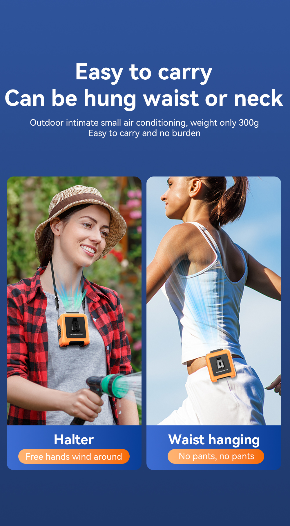 G2 Outdoor Waist Hanging Rechargeable Fan with Flashlight (5000mAh)-Vistaroot