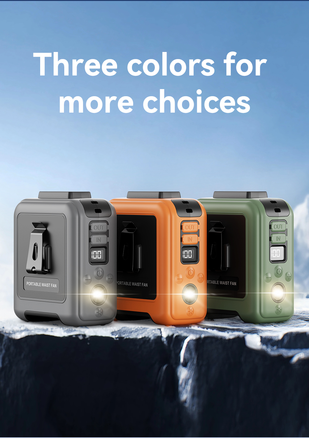 G2 Outdoor Waist Hanging Rechargeable Fan with Flashlight (5000mAh)-Vistaroot