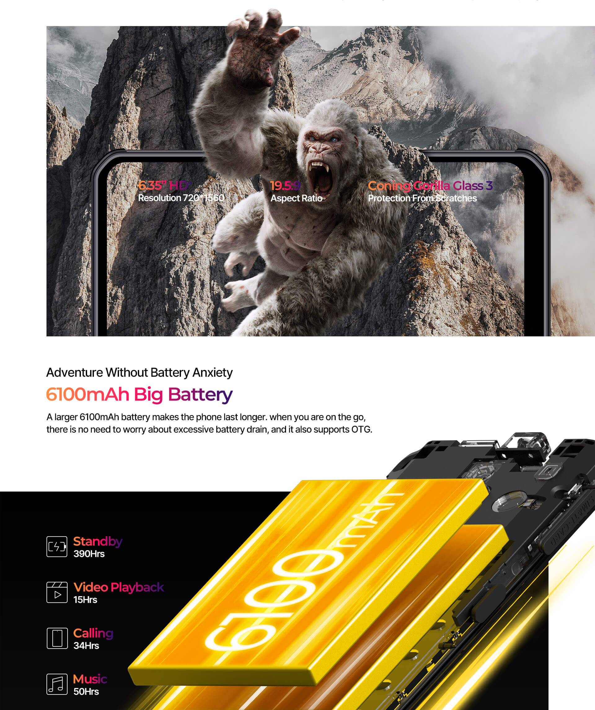 Phonemax P2 6100mAh Battery Rugged Phone-Vistaroot