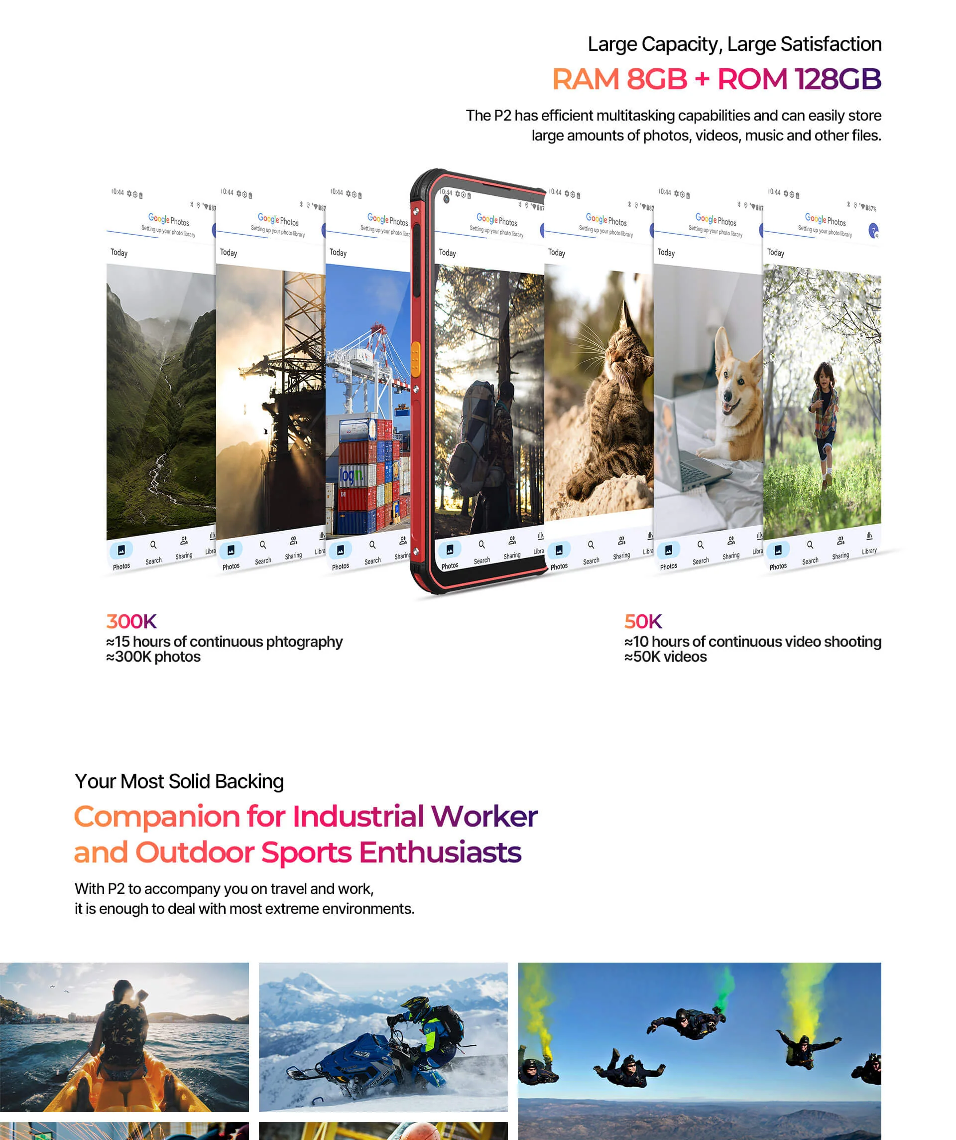 Phonemax P2 6100mAh Battery Rugged Phone-Vistaroot