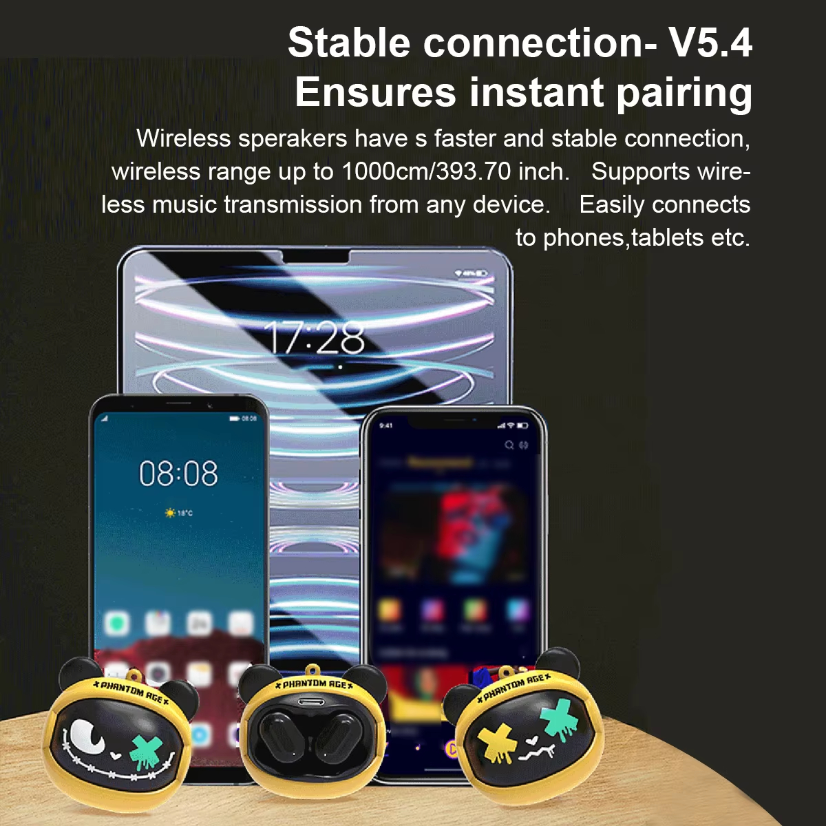 Yellow Bear Face Changer Earbud Bluetooth-Vistaroot