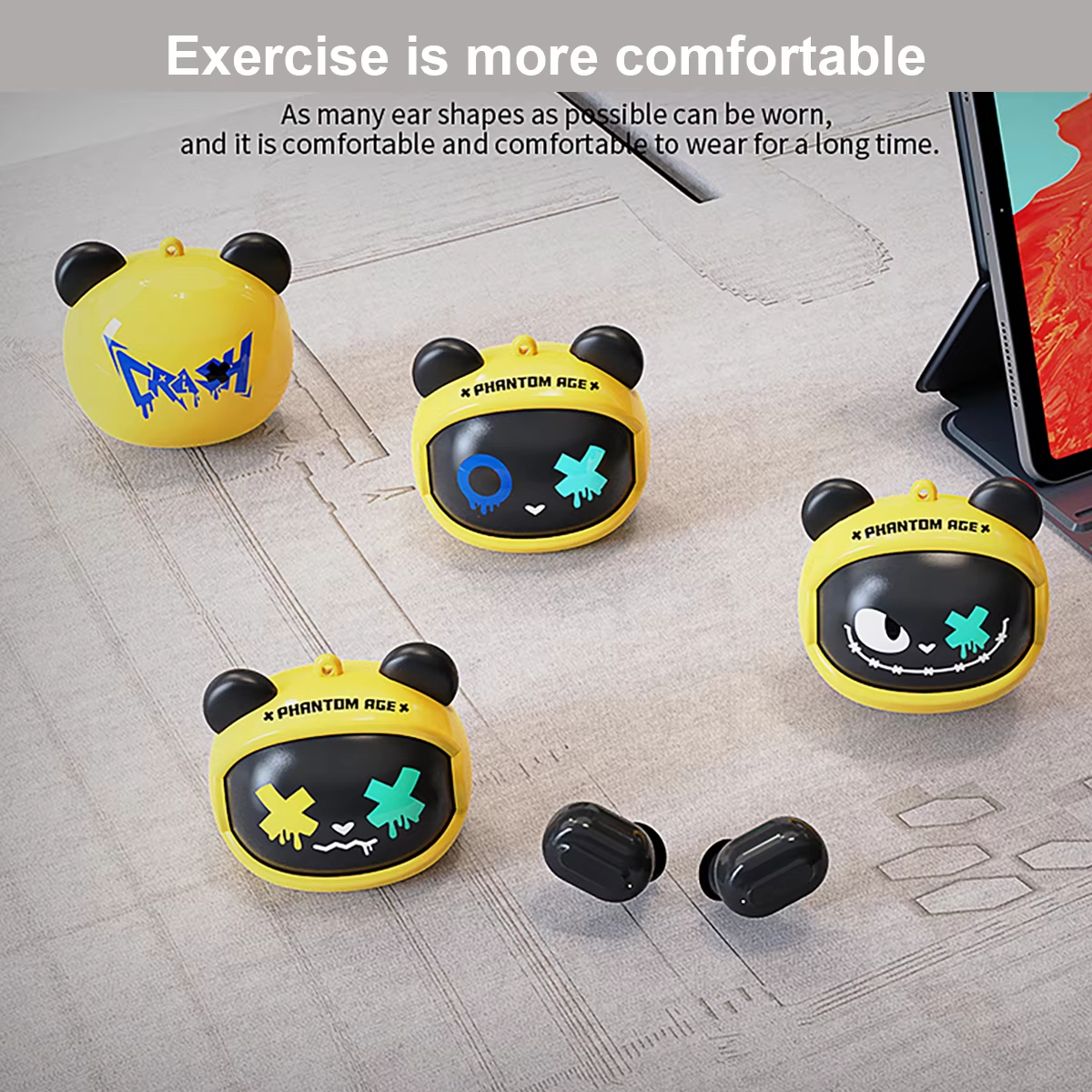 Yellow Bear Face Changer Earbud Bluetooth-Vistaroot