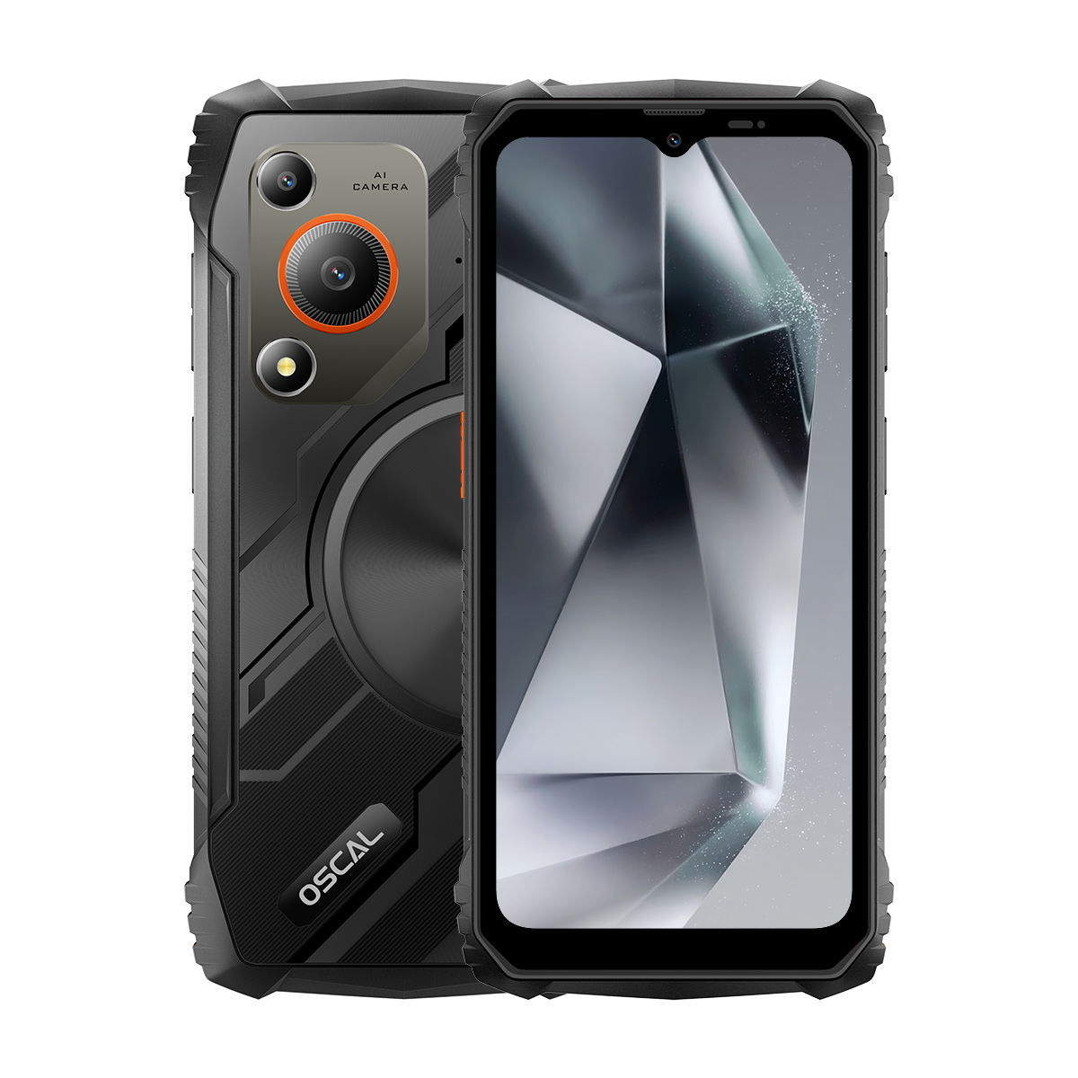 Oscal marine 1 rugged phone with 6.56 inch hd+ display, featuring a sleek and durable design suitable for various environments.