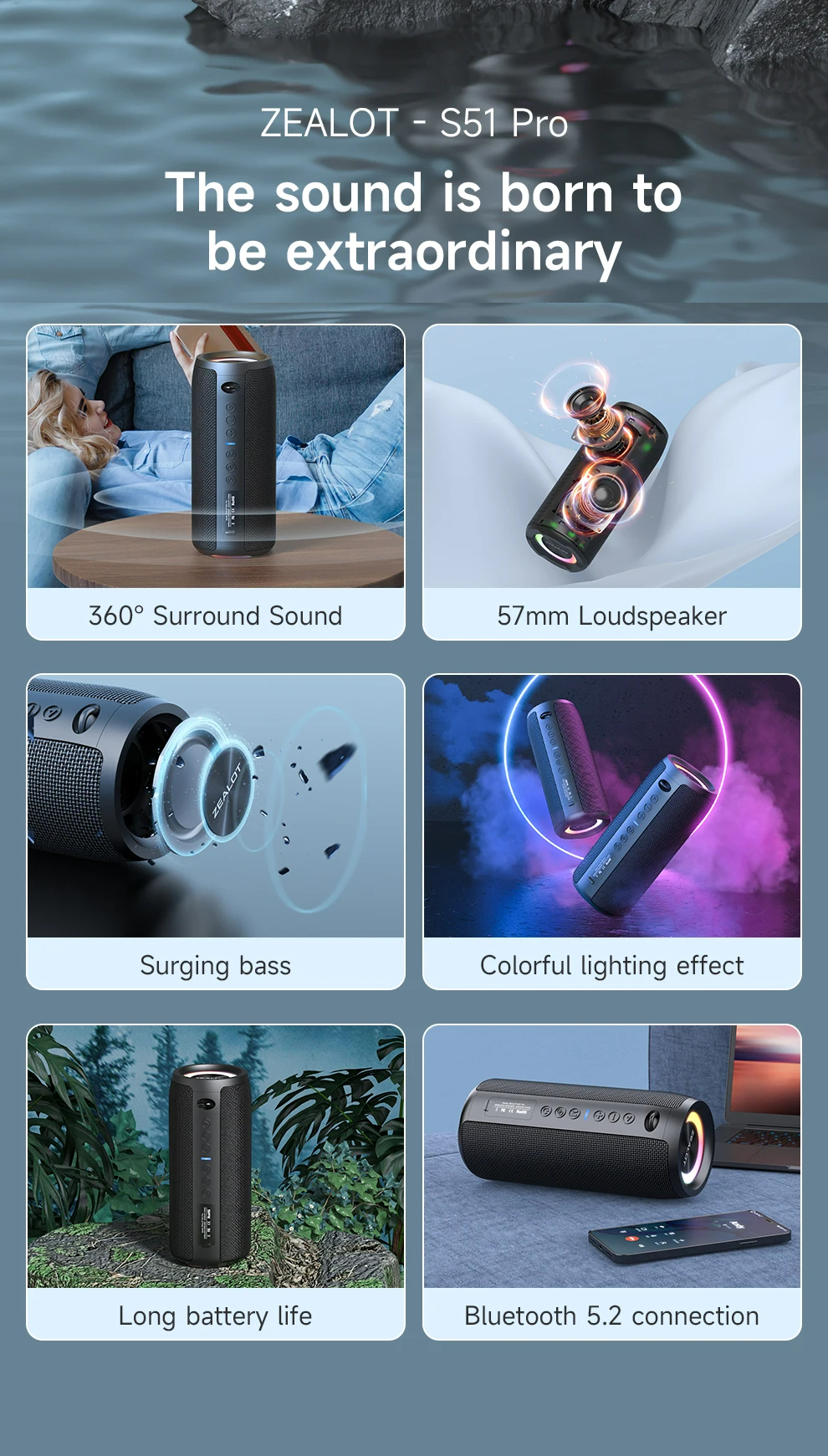 ZEALOT-S51PRO 40W Bluetooth Speaker-Vistaroot